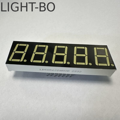 0.56インチ5桁の超明るい白色7セグメントLEDディスプレイ プロセス制御のための共通カソード