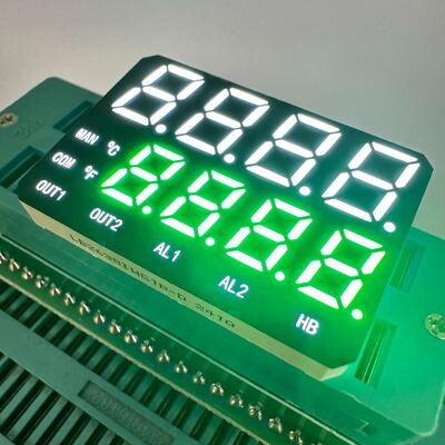 デュアルライン 4 + 4 桁白/ピュアグリーンカスタマイズされた 7 セグメント LED ディスプレイ共通アノード 26*38 ミリメートル温度インジケータ